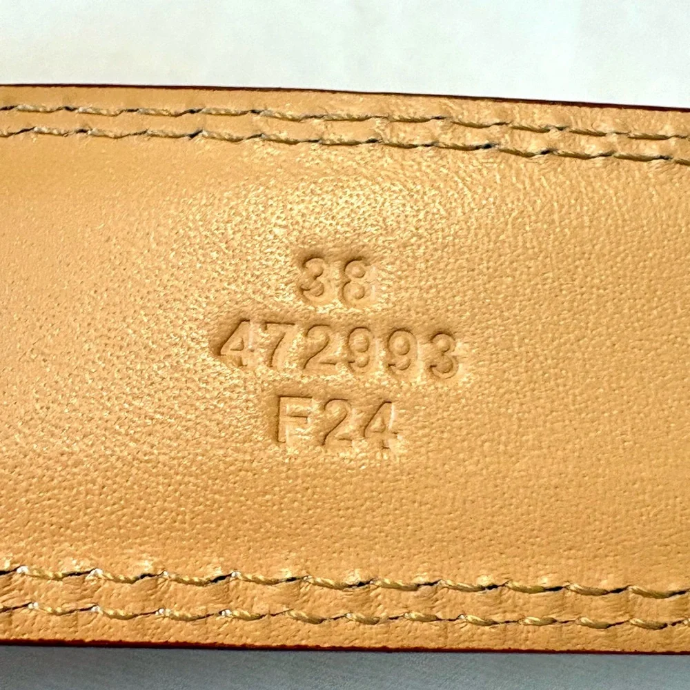 Lands' End Men's Tan Leather Belt with Gold Buckle